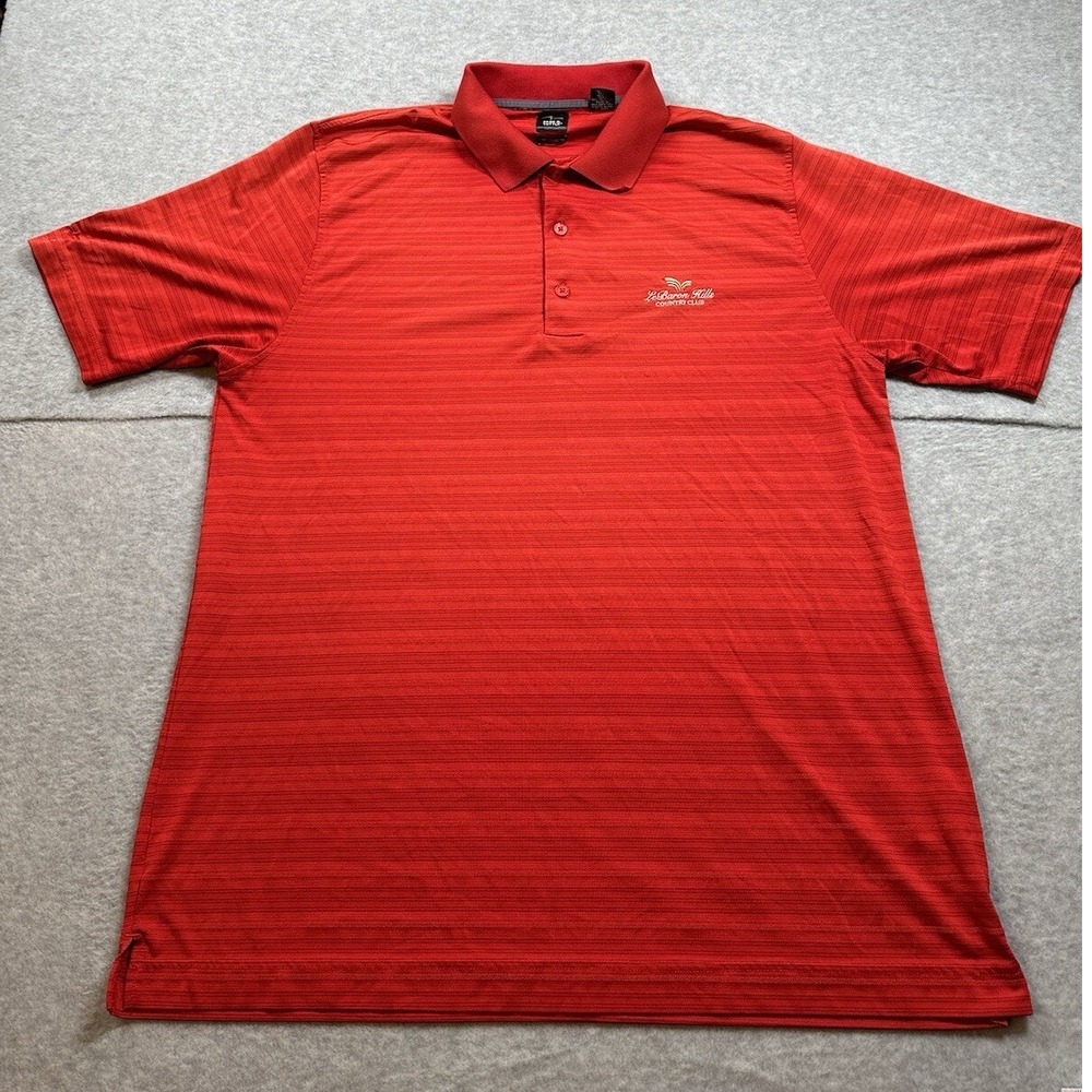 Page & Tuttle Cool Swing S/S Golf Polo Red Striped LeBaron Hills Logo‎ Men's XL